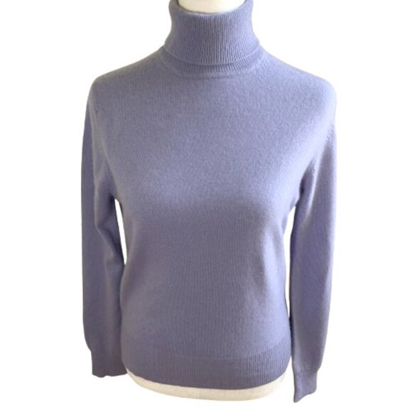 Lord & Taylor 2-Ply Cashmere Sweater Turtleneck LS Light Violet Classic Medium - Picture 2 of 9